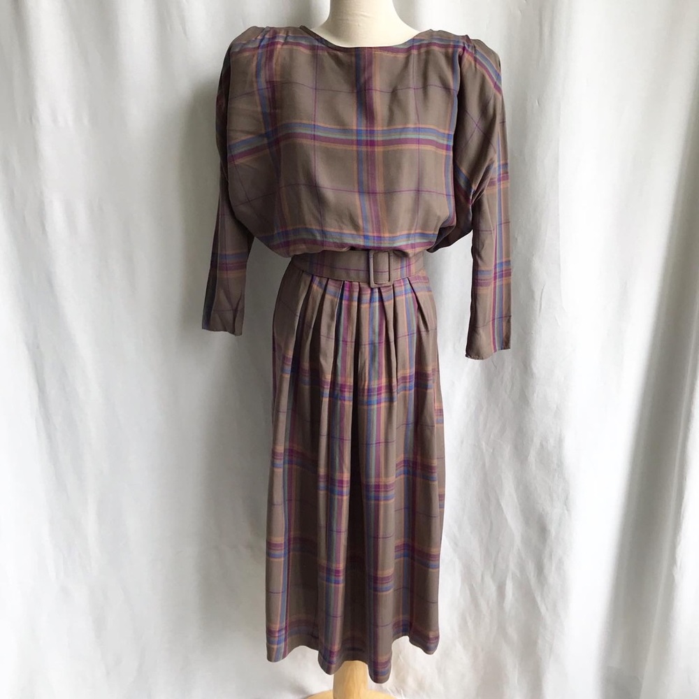 Vintage Orite plaid belt dress size S